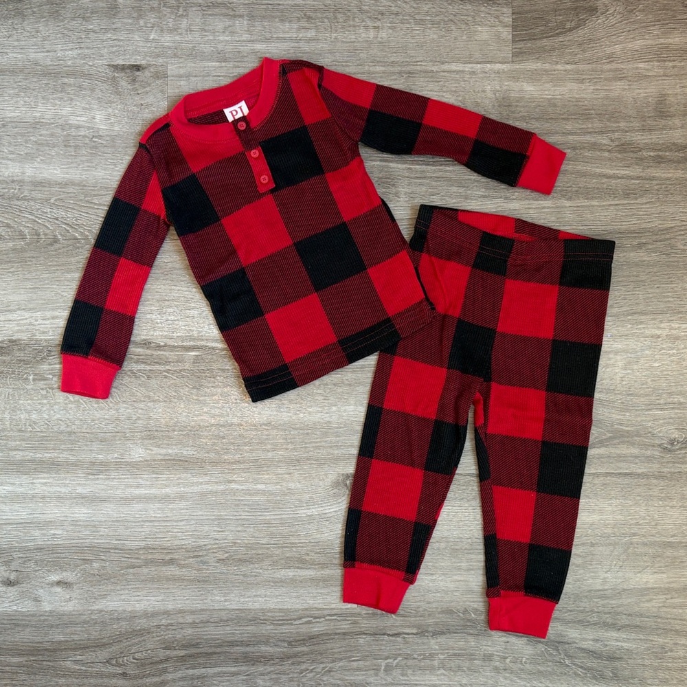PJ Place baby boys red/black plaid pajama set